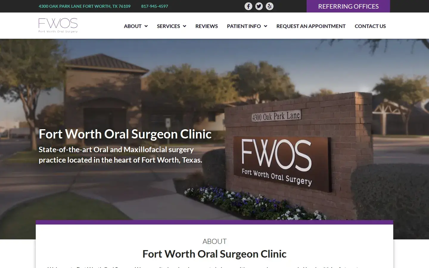Homepage preview of Fort Worth Oral Surgery