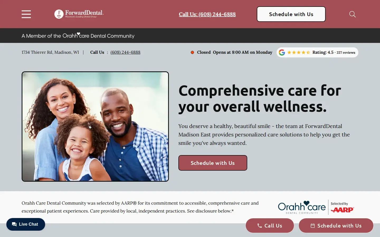 Homepage preview of ForwardDental – Madison East
