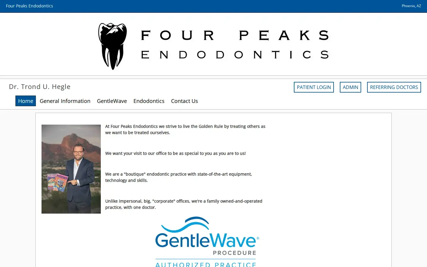 Homepage preview of Four Peaks Endodontics, Dr. Trond U. Hegle