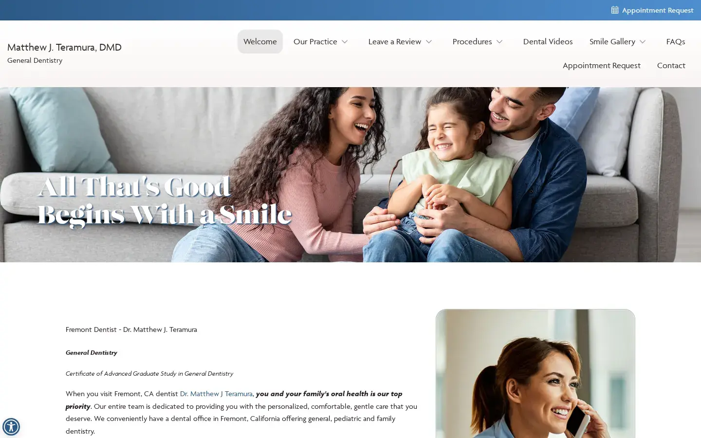 Homepage preview of Fremont Family Dentistry, Matthew J Teramura DMD