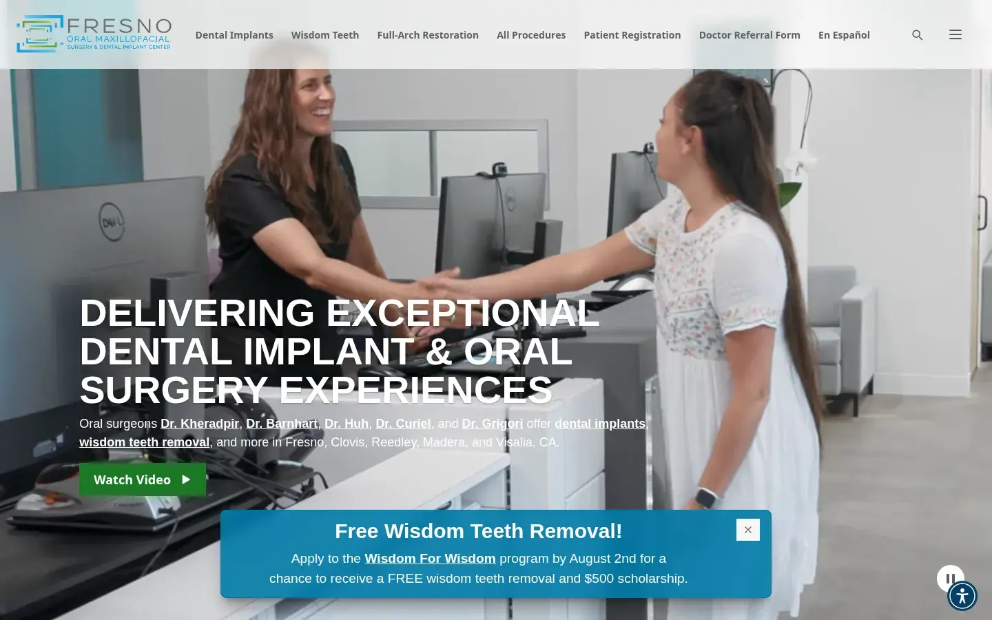 Homepage preview of Fresno Oral Maxillofacial Surgery & Dental Implant Center and Wisdom Teeth