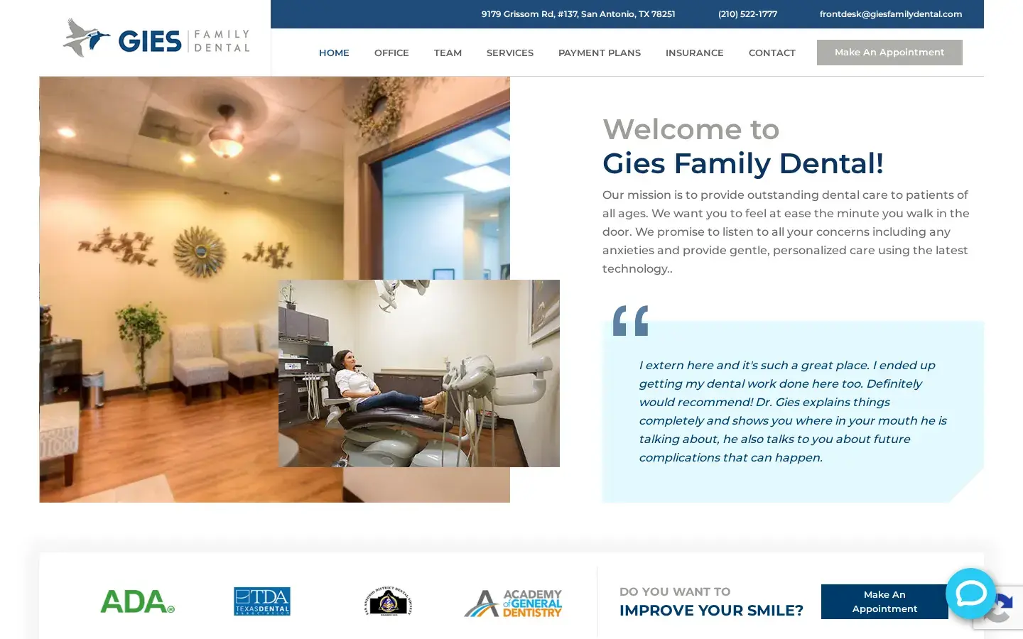 Homepage preview of Gies Family Dental