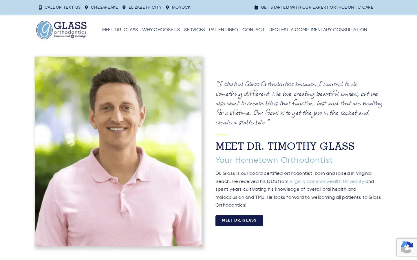 Homepage preview of Glass Orthodontics – Chesapeake