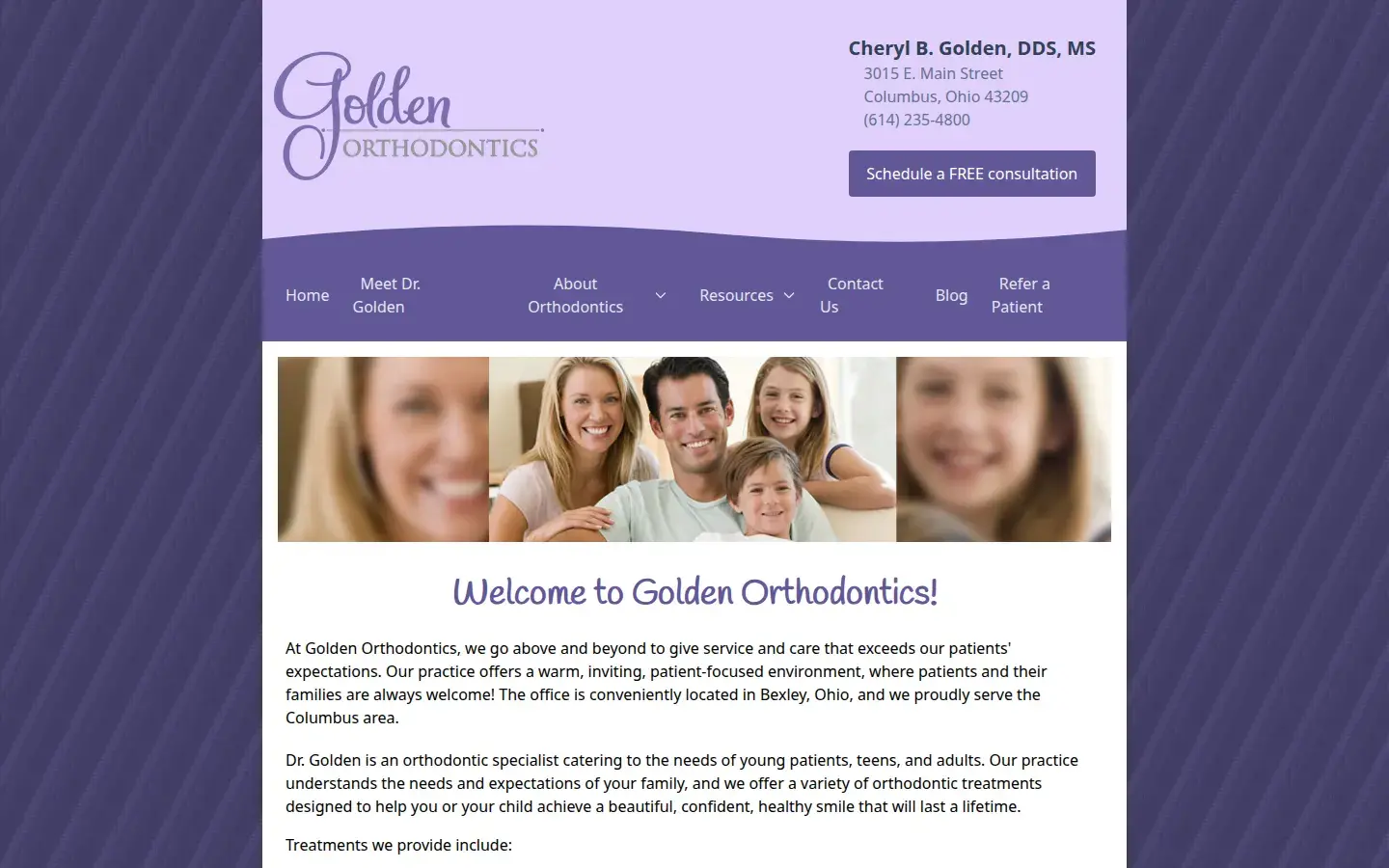 Homepage preview of Golden Orthodontics