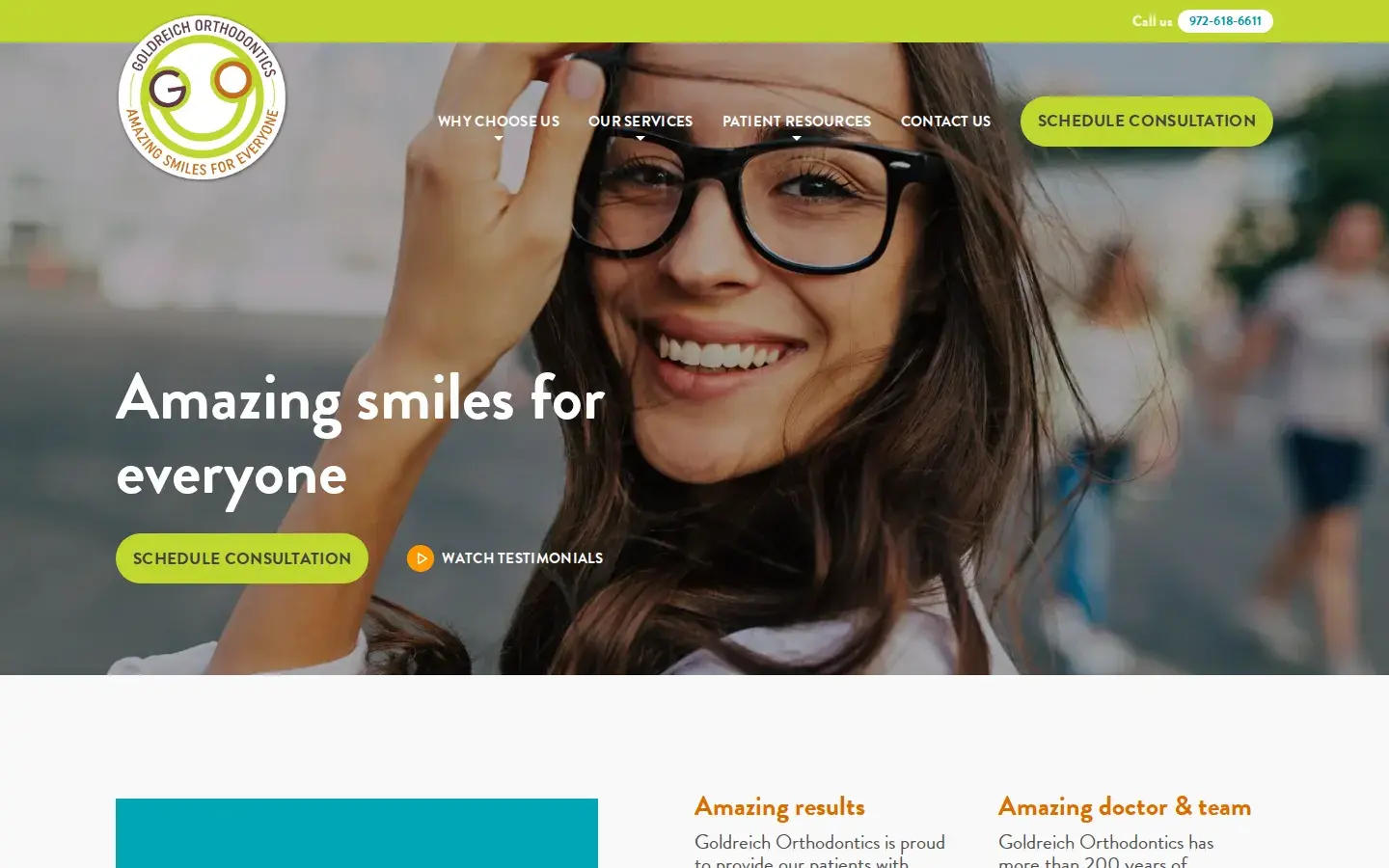 Homepage preview of Goldreich Orthodontics