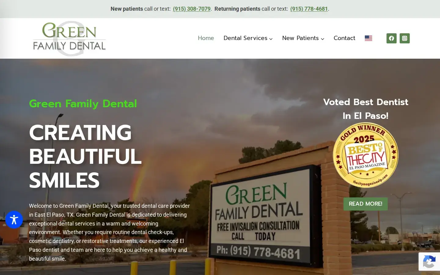 Homepage preview of Green Family Dental