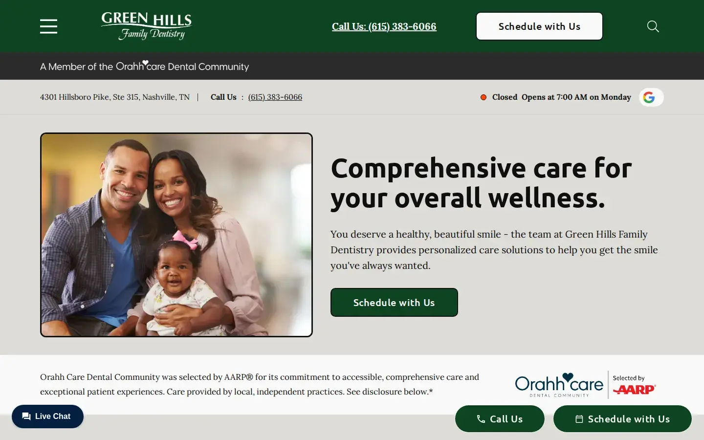 Homepage preview of Green Hills Family Dentistry