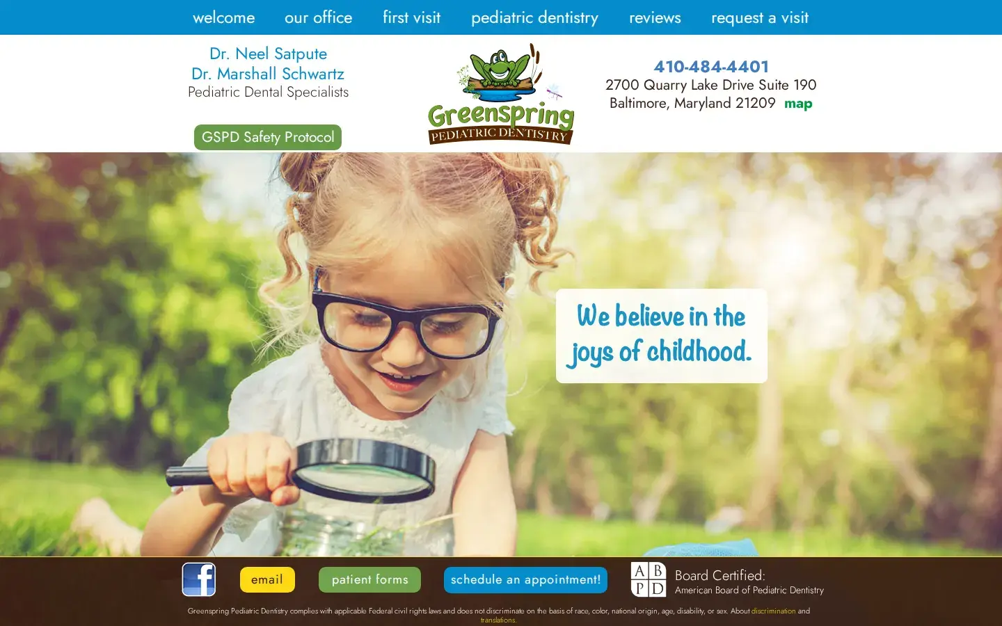 Homepage preview of Greenspring Pediatric Dentistry
