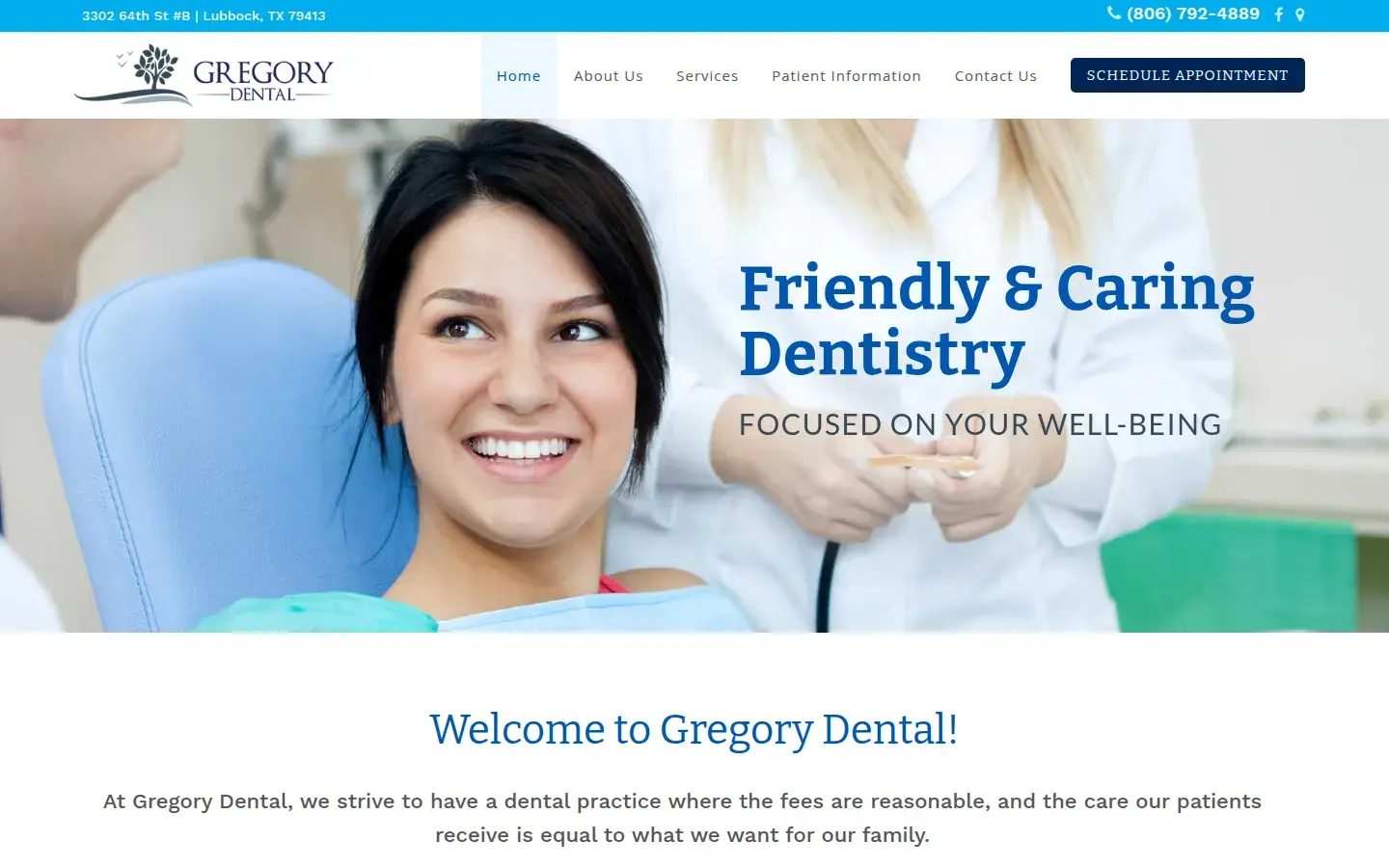 Homepage preview of Gregory Dental