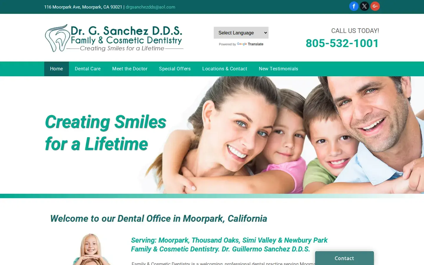 Homepage preview of Guillermo Sanchez DDS