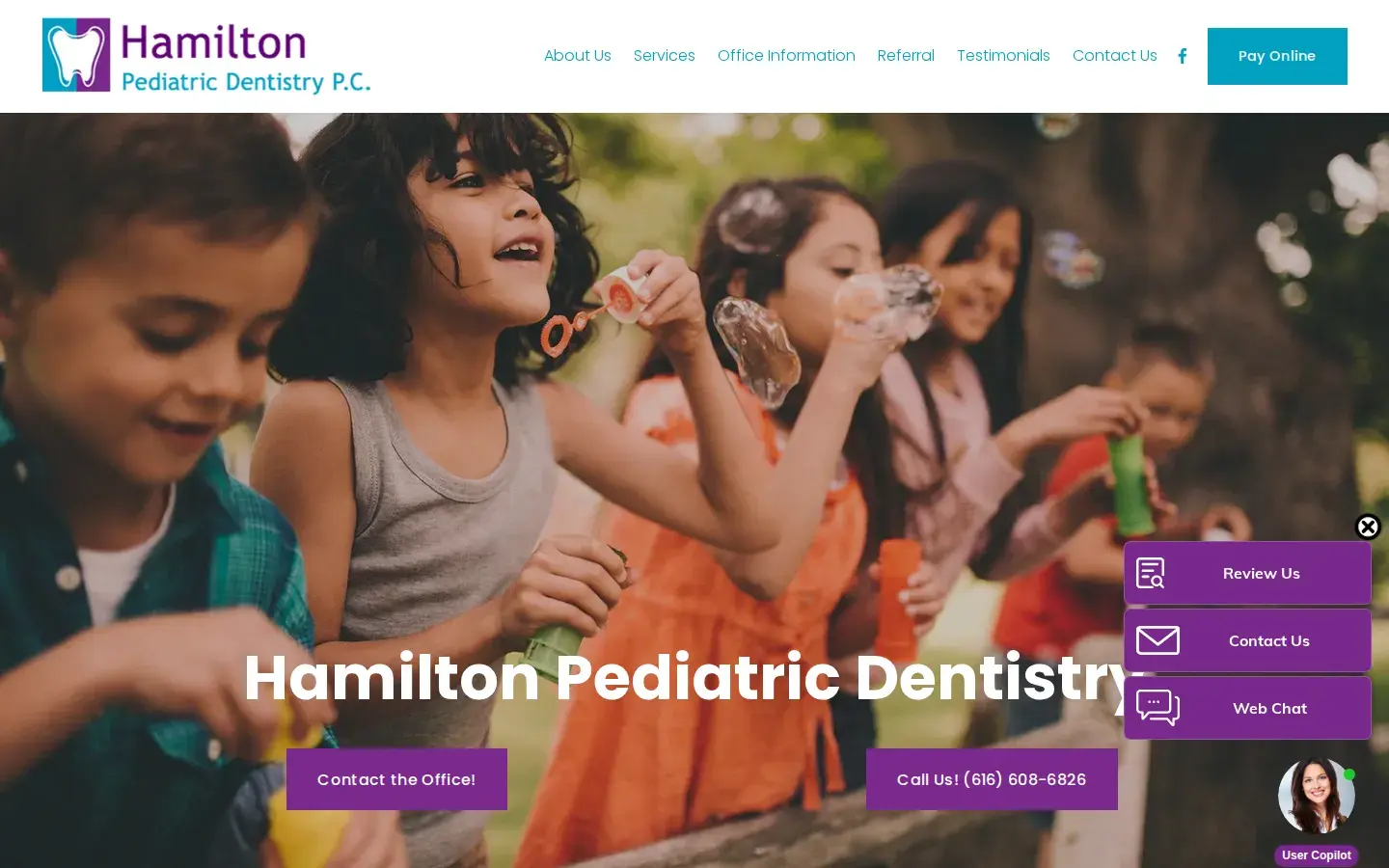 Homepage preview of Hamilton Pediatric Dentistry PC