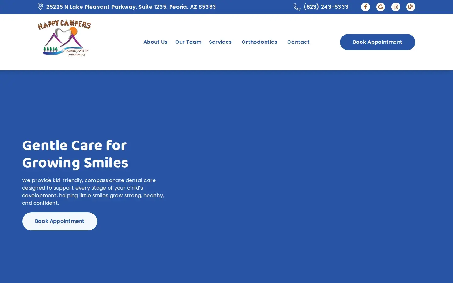 Homepage preview of Happy Campers Pediatric Dentistry: Dr Robert D. Matthews