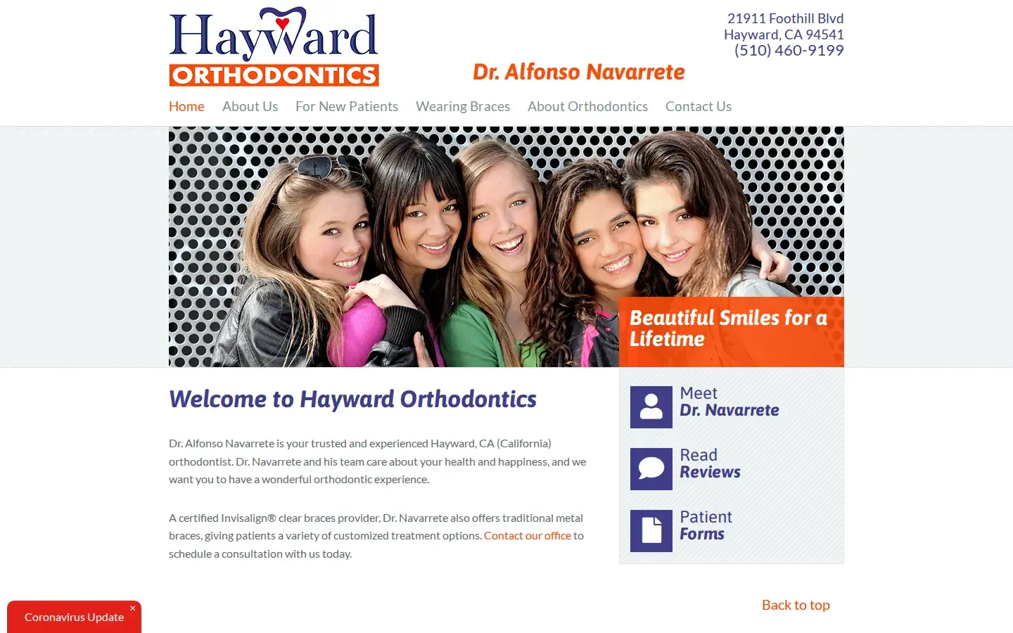 Homepage preview of Hayward Orthodontics