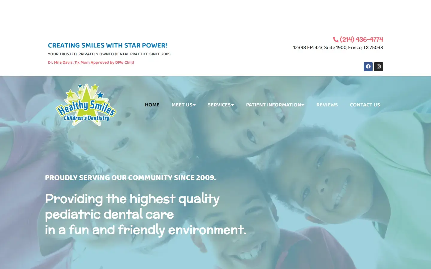 Homepage preview of Healthy Smiles Children's Dent.