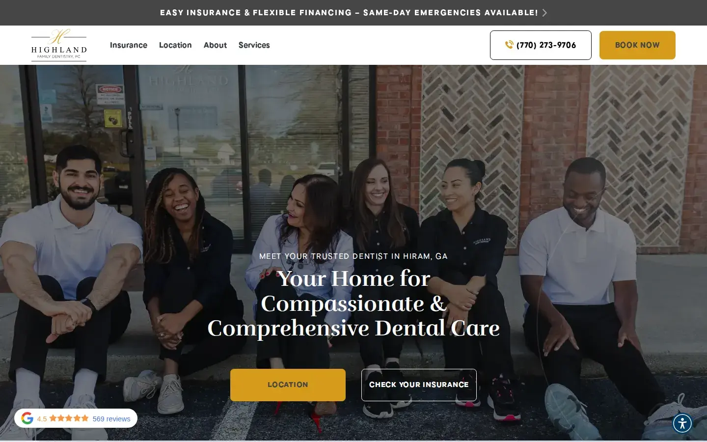 Homepage preview of Highland Family Dentistry