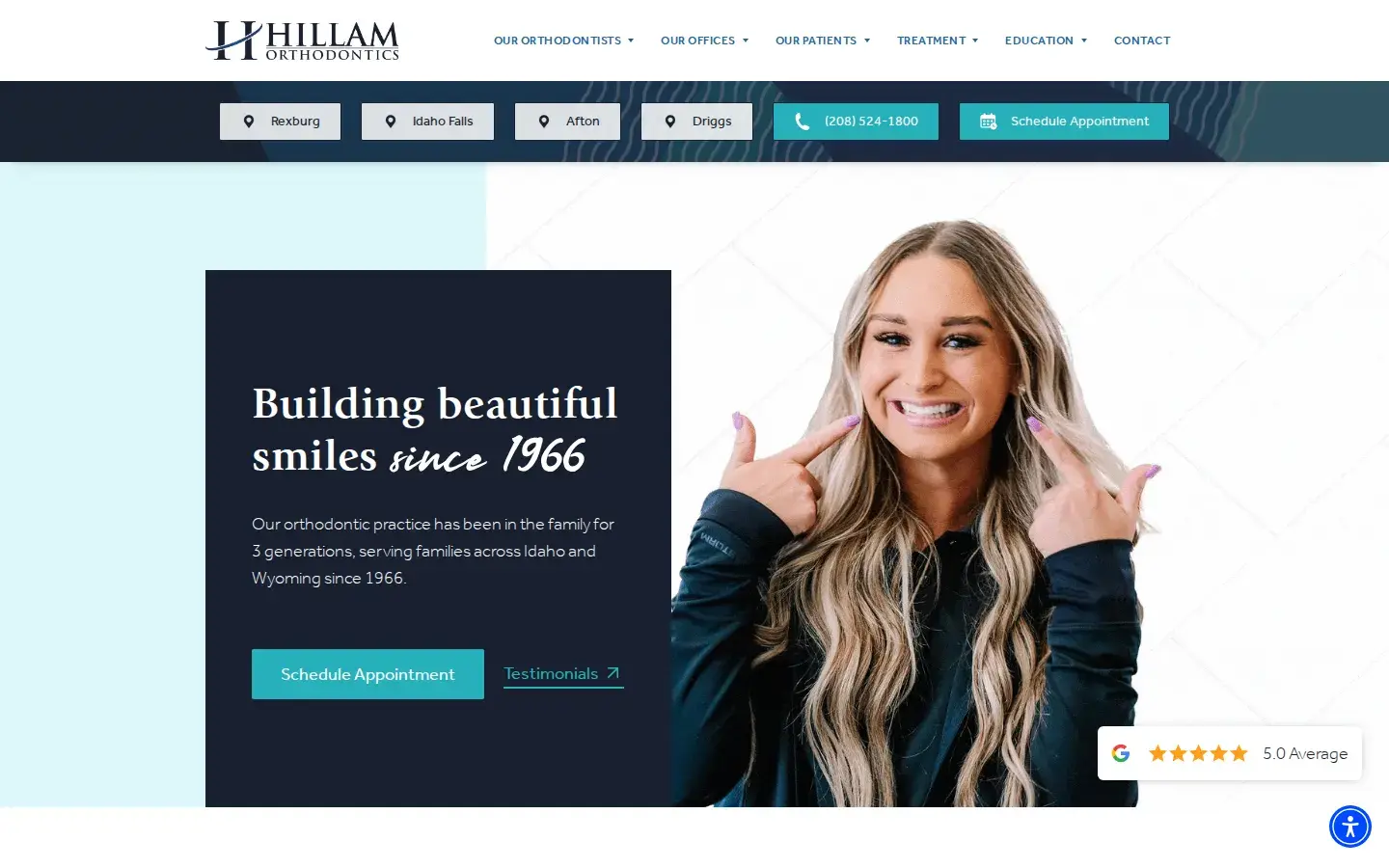 Homepage preview of Hillam Orthodontics