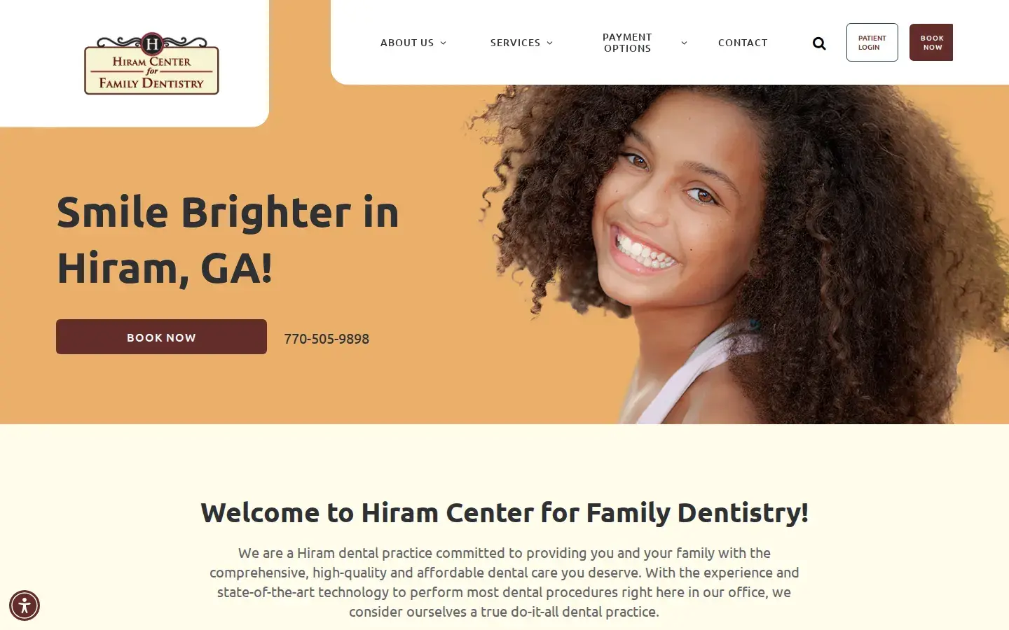 Homepage preview of Hiram Center for Family Dentistry