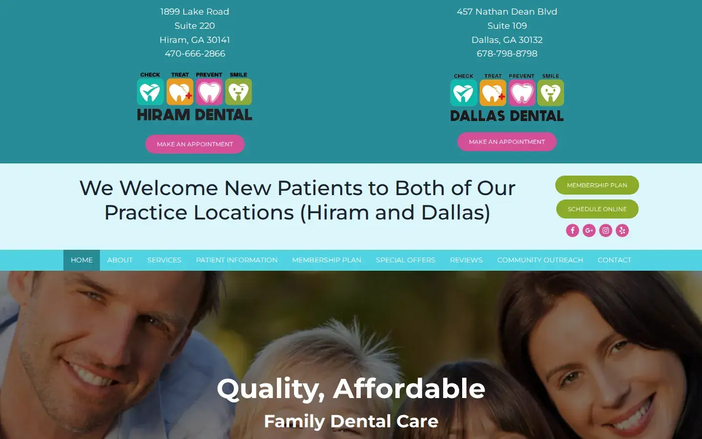 Homepage preview of Hiram Dental Smiles