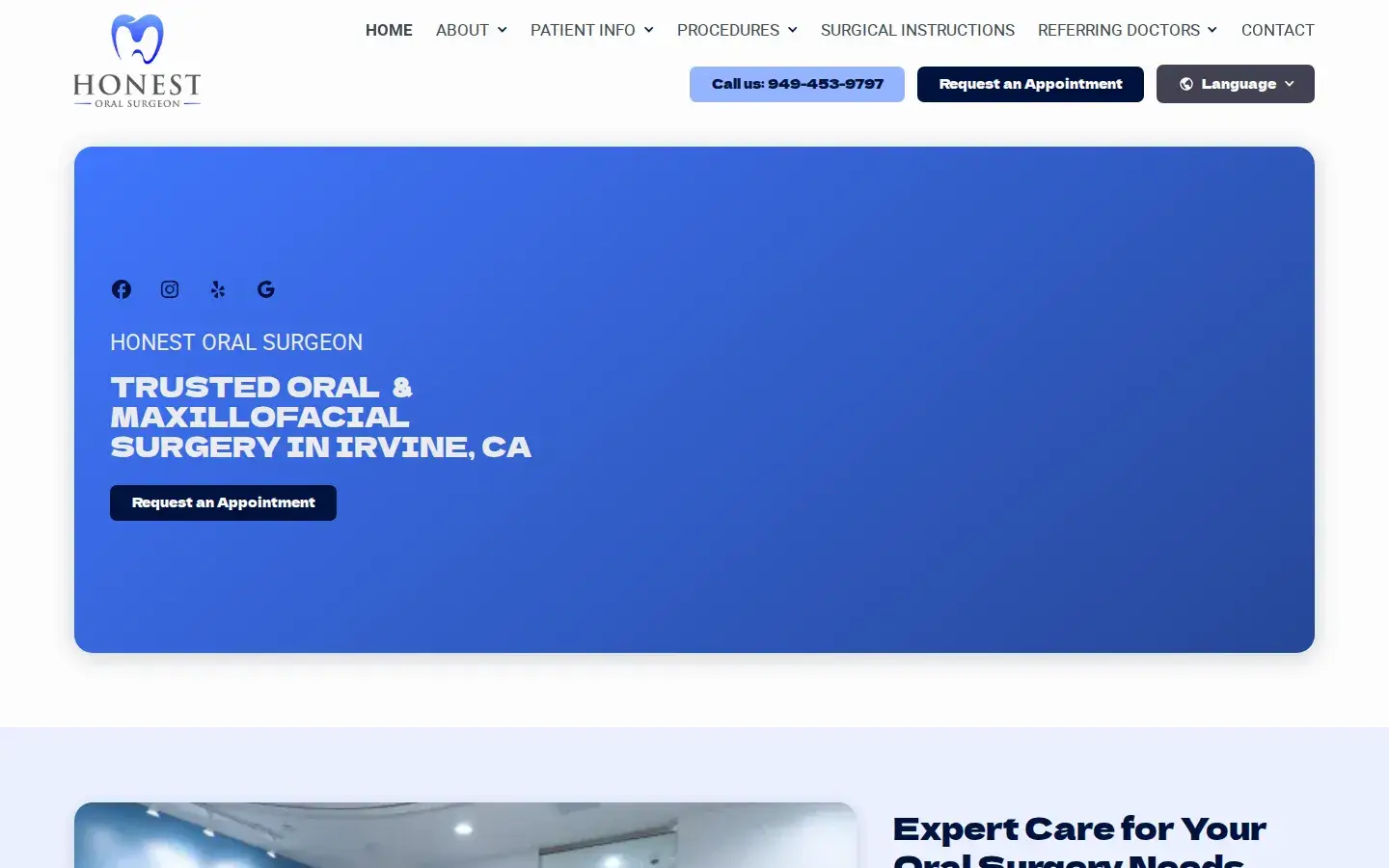 Homepage preview of Honest Oral Surgeon