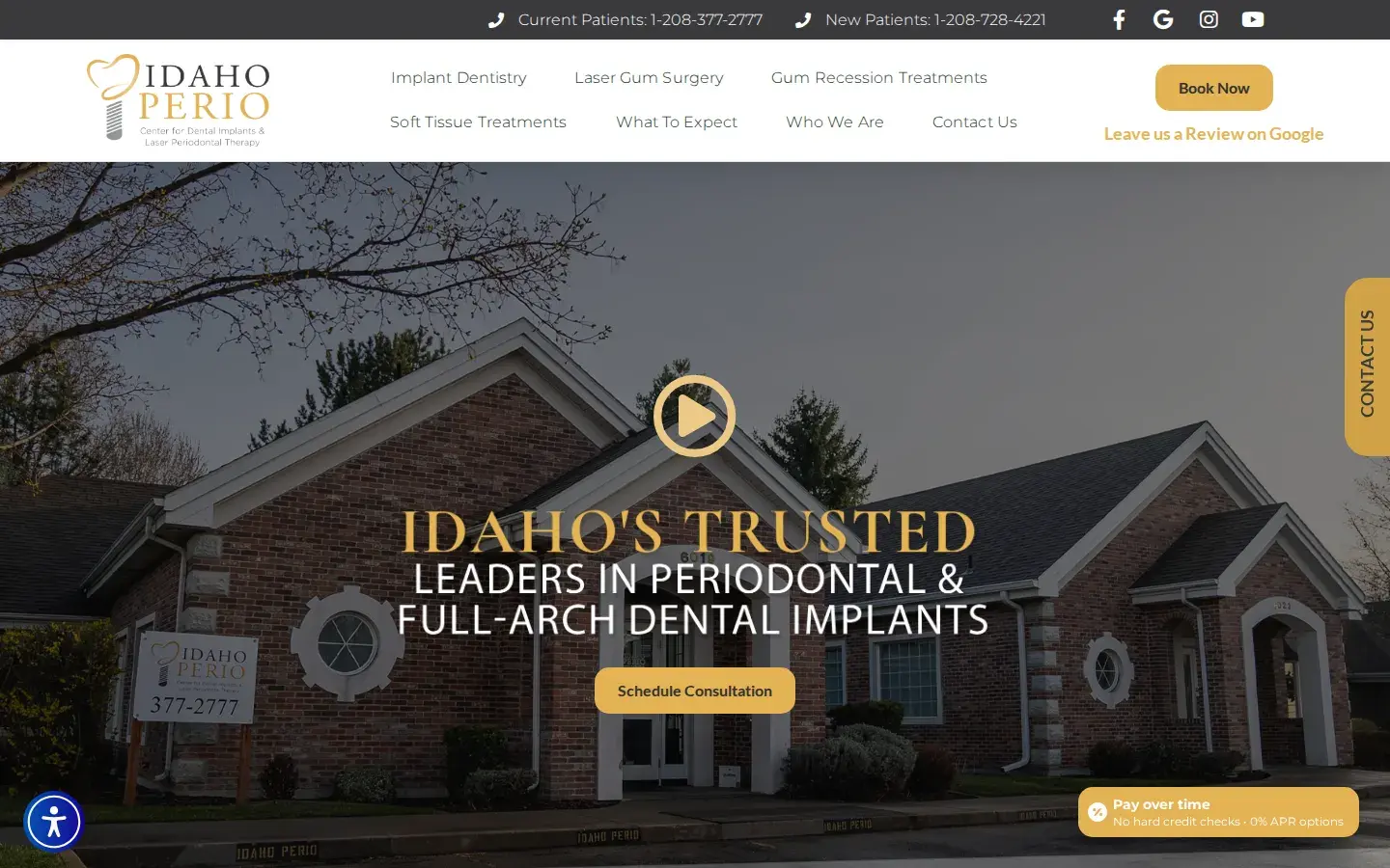 Homepage preview of IDAHO PERIO. Center for Dental Implants and Laser Periodontal Therapy