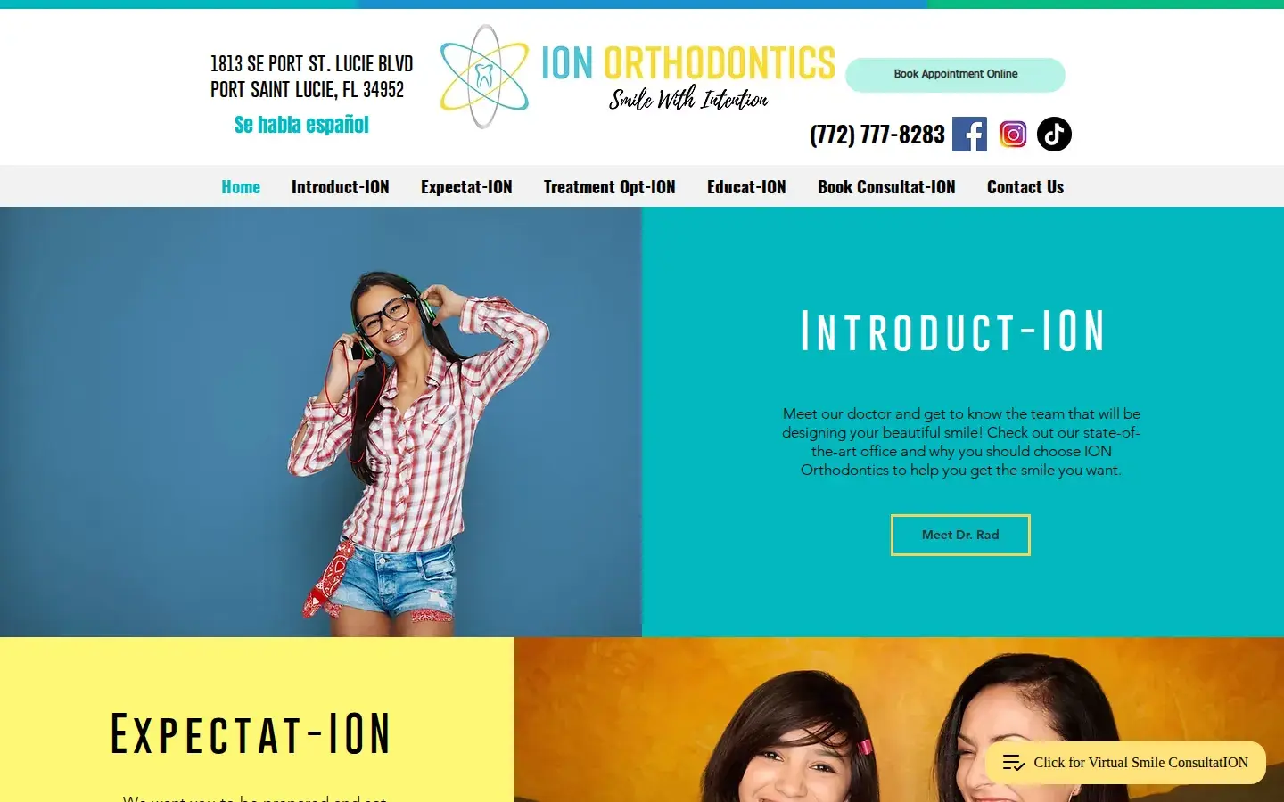 Homepage preview of ION Orthodontics