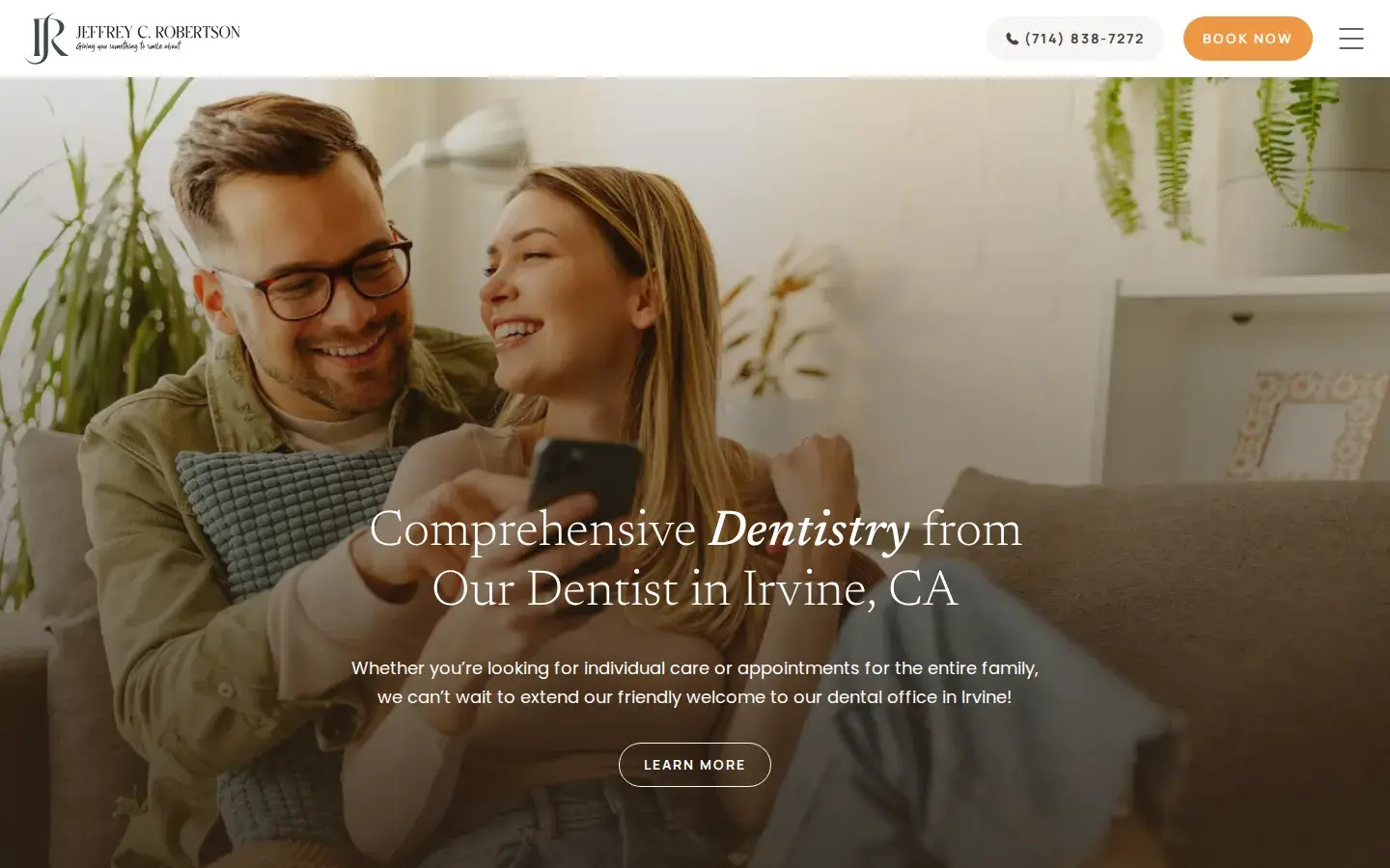 Homepage preview of Irvine Dental: Jeffrey Robertson, DDS