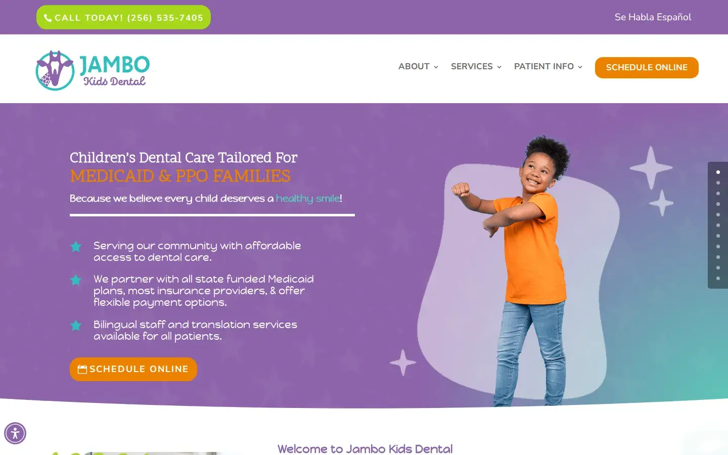 Homepage preview of Jambo Kids Dental