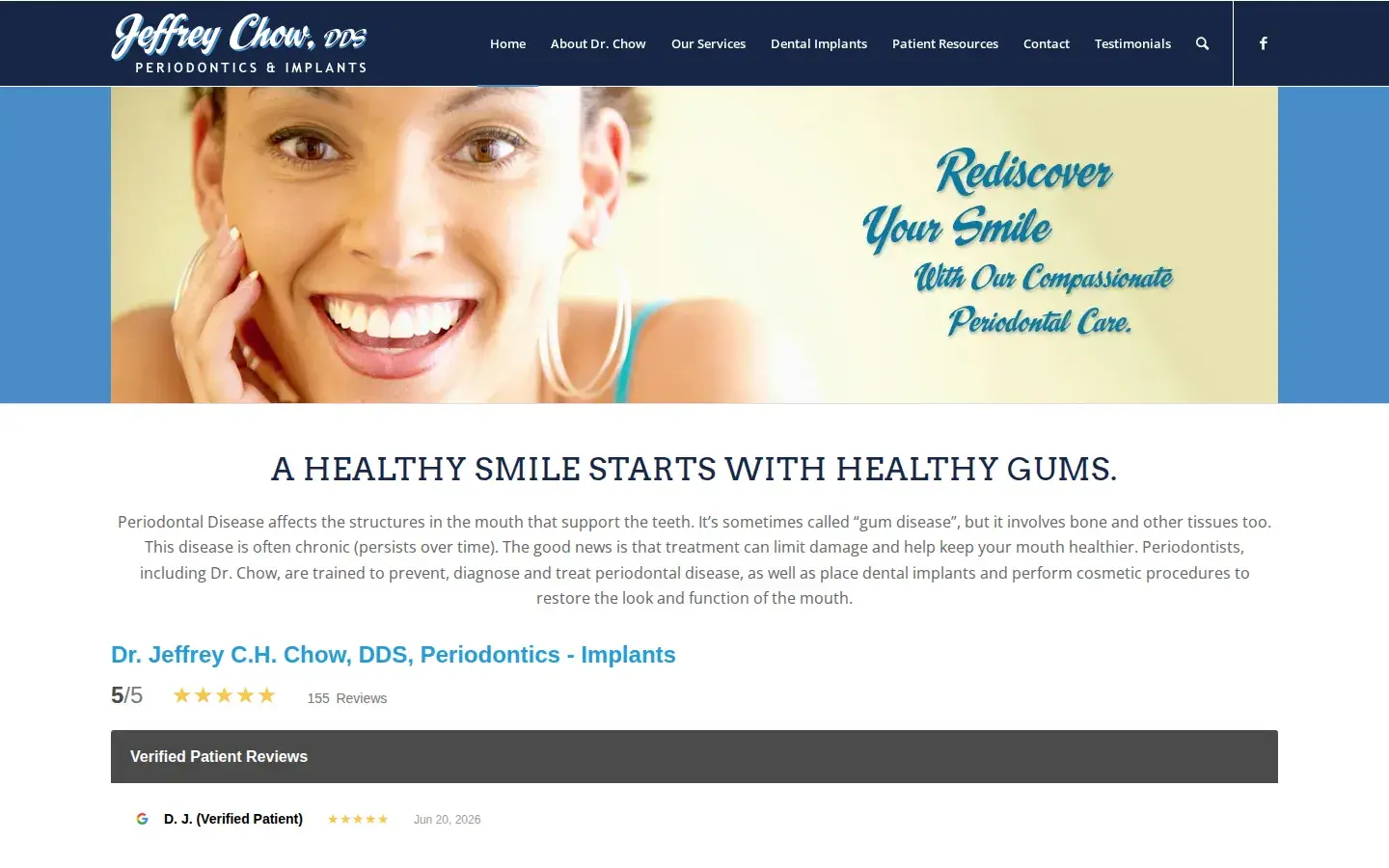 Homepage preview of Jeffrey Chow Periodontics