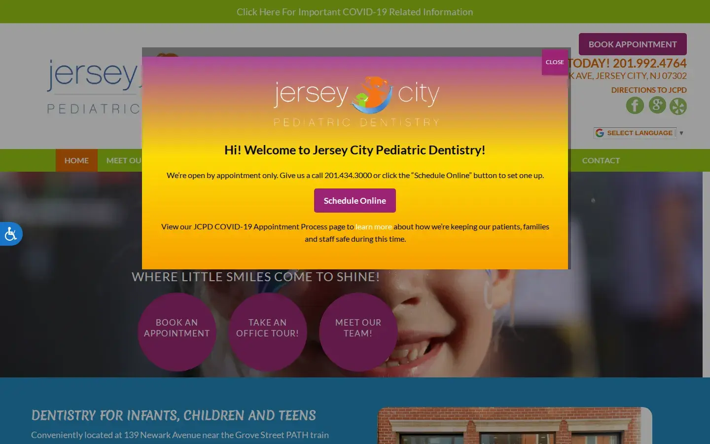 Homepage preview of Jersey City Pediatric Dentistry