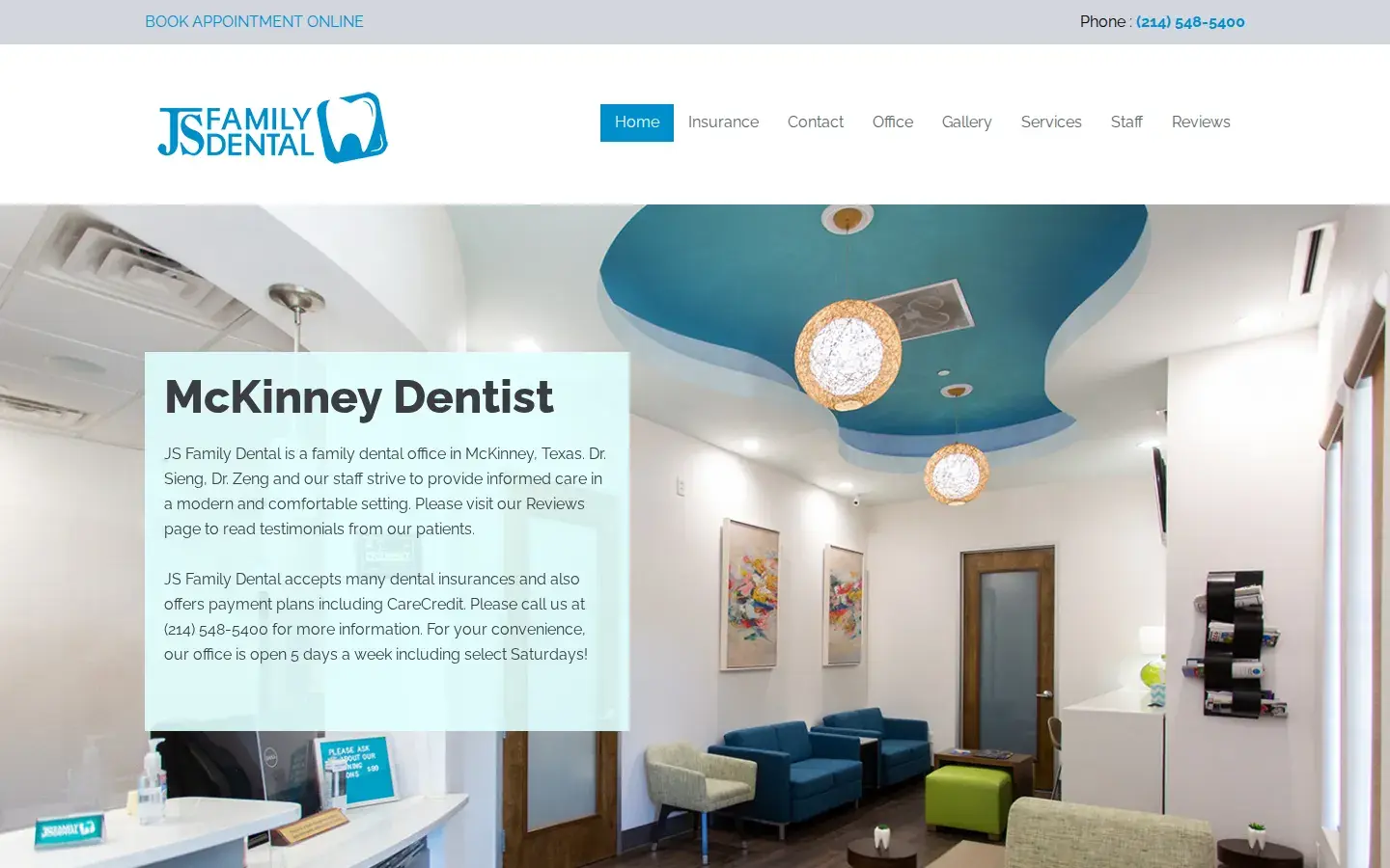 Homepage preview of JS Family Dental