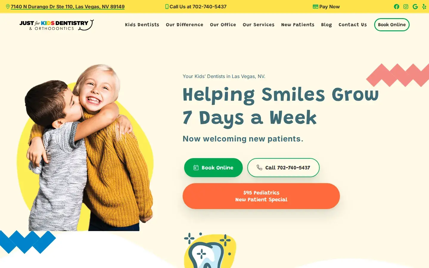 Homepage preview of Just For Kids Dentistry & Ortho.