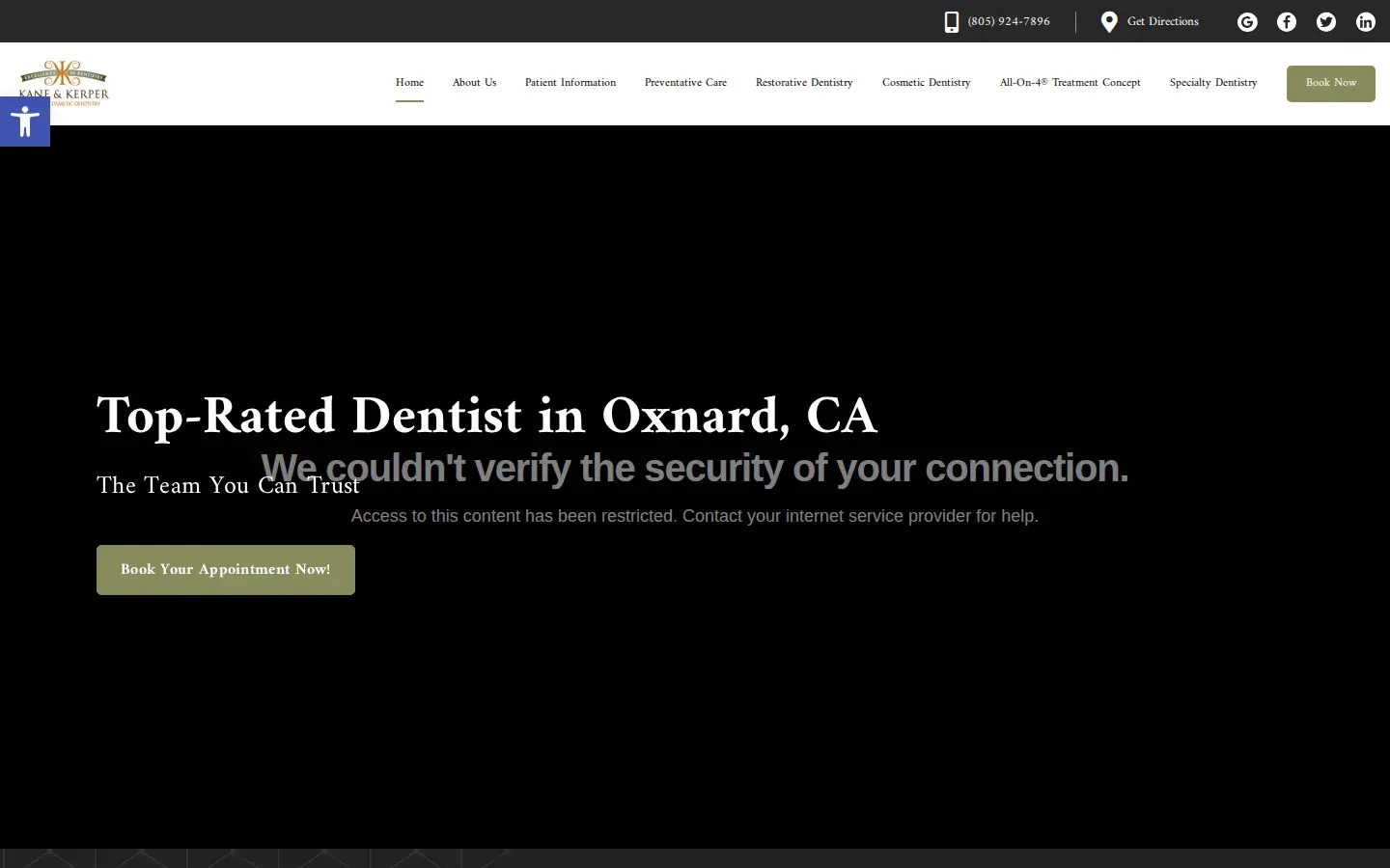 Homepage preview of Kane and Kerper Family and Cosmetic Dentistry