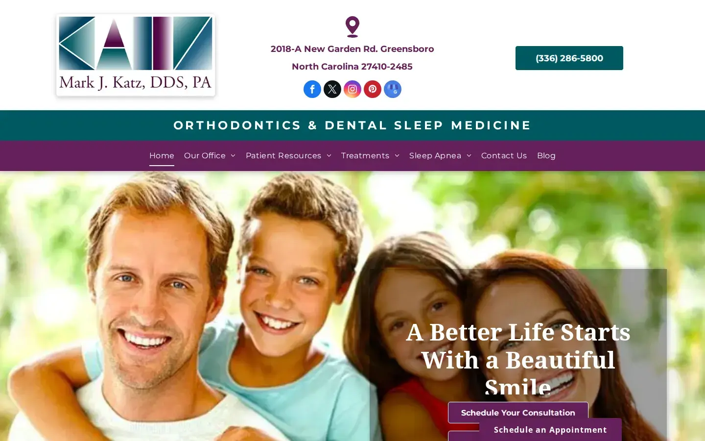Homepage preview of Katz Orthodontics: Mark J. Katz, DDS, MSD, PA