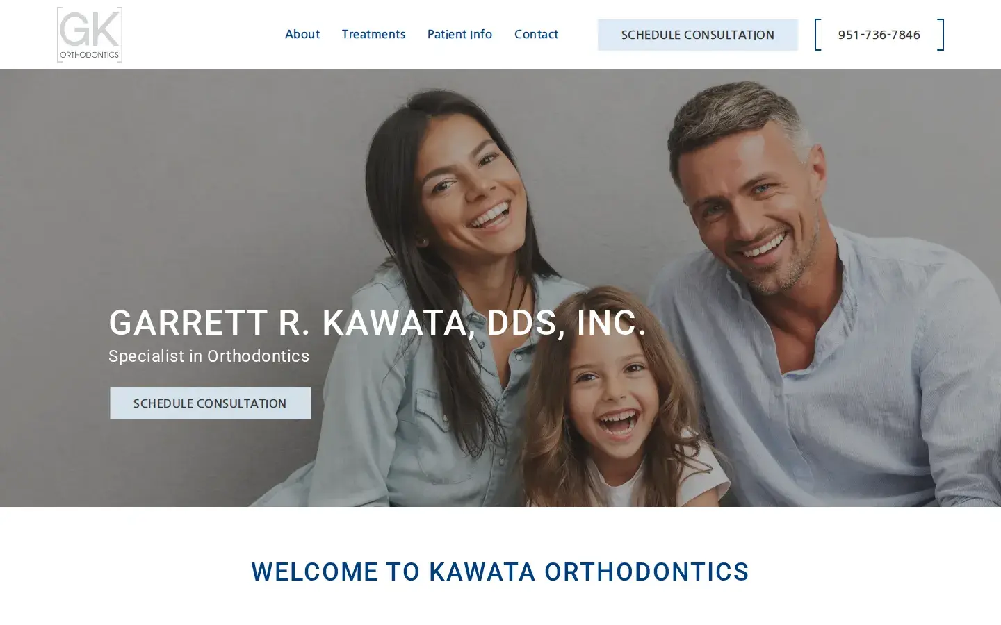 Homepage preview of Kawata Orthodontics