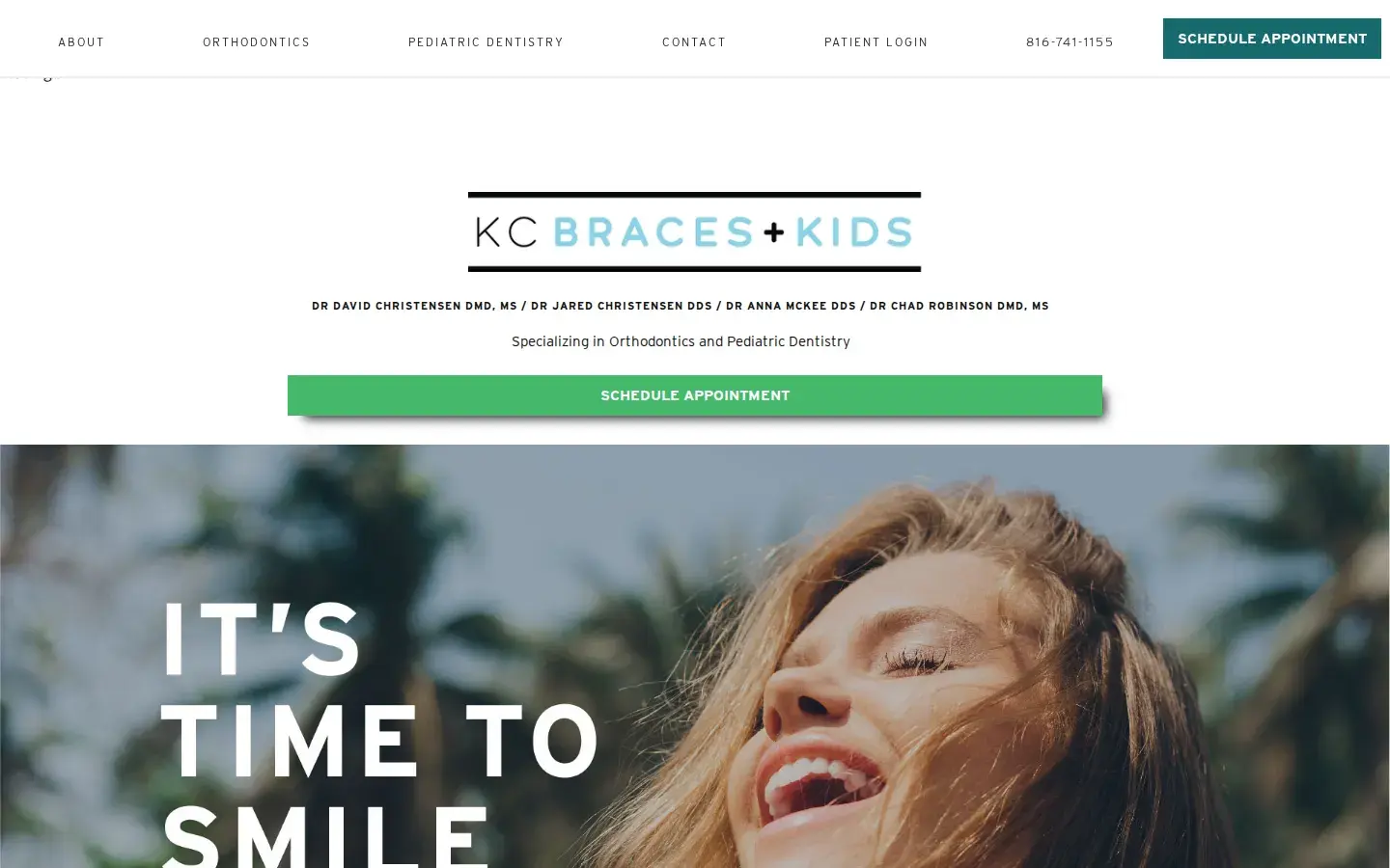 Homepage preview of KC Braces + Kids