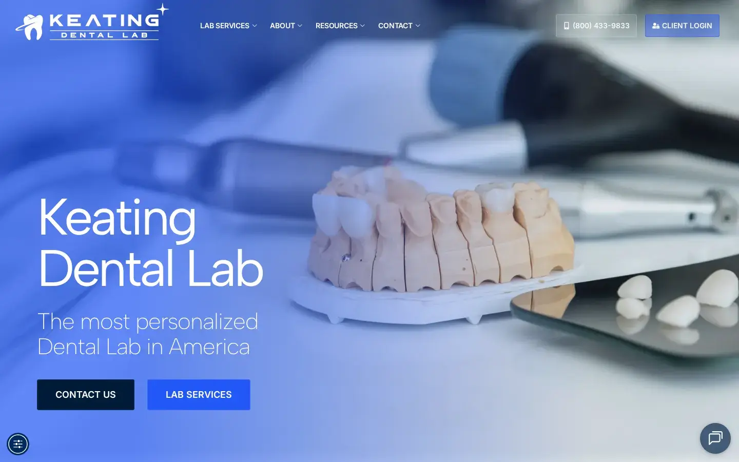 Homepage preview of Keating Dental Lab