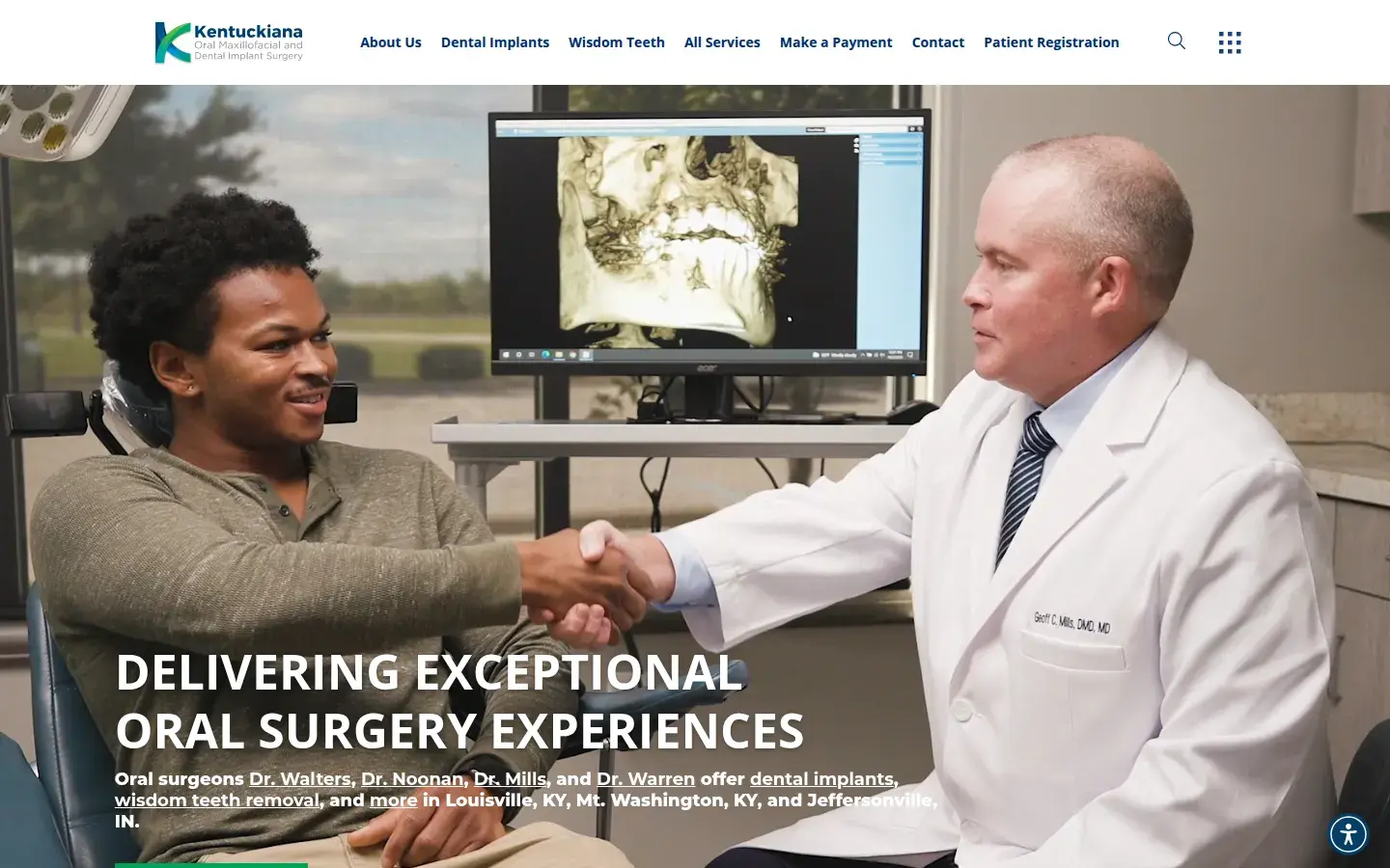Homepage preview of Kentuckiana Oral Maxillofacial & Dental Implant Surgery