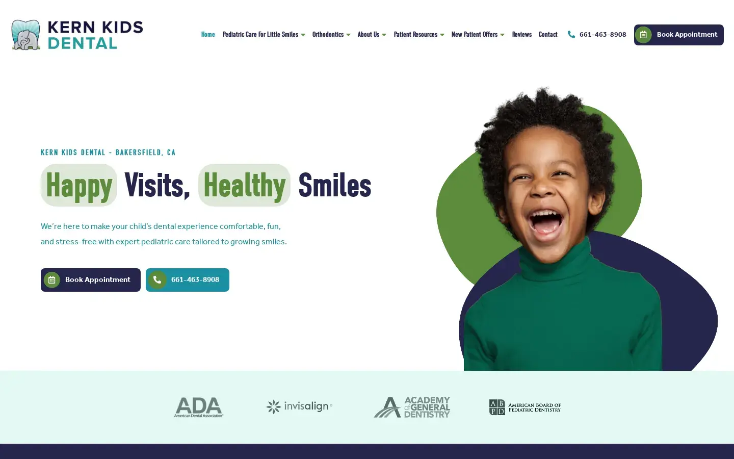 Homepage preview of Kern Kids Dental