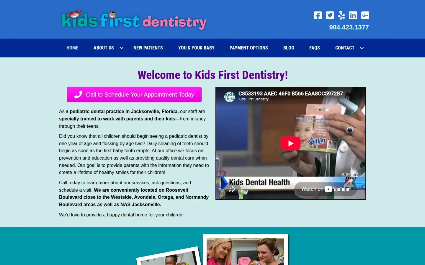 Homepage preview of Kids First Dentistry