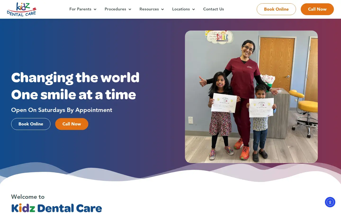 Homepage preview of Kidz Dental Care