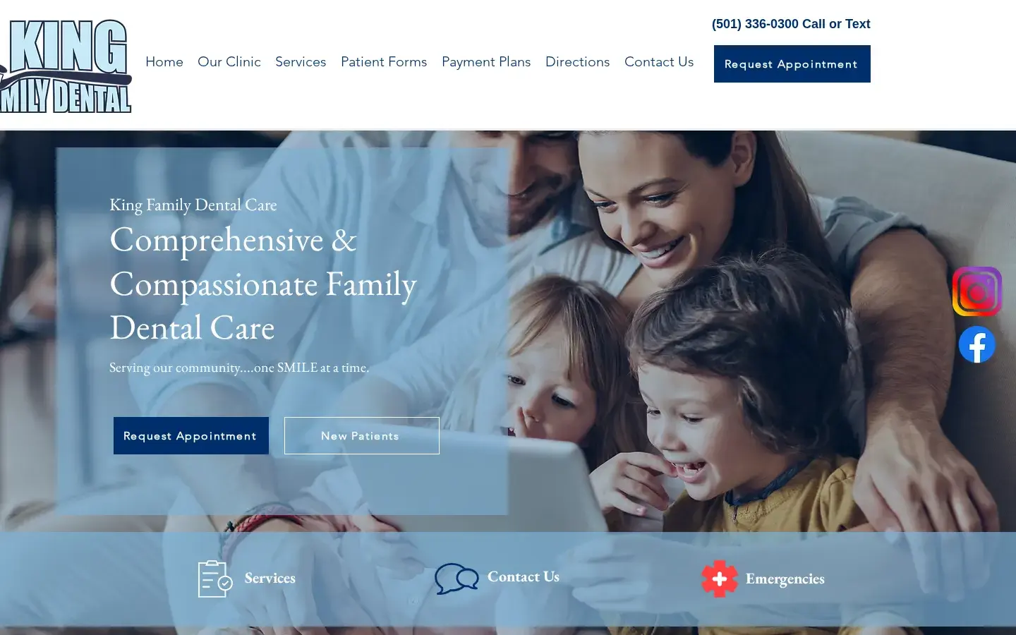 Homepage preview of King Family Dental Care