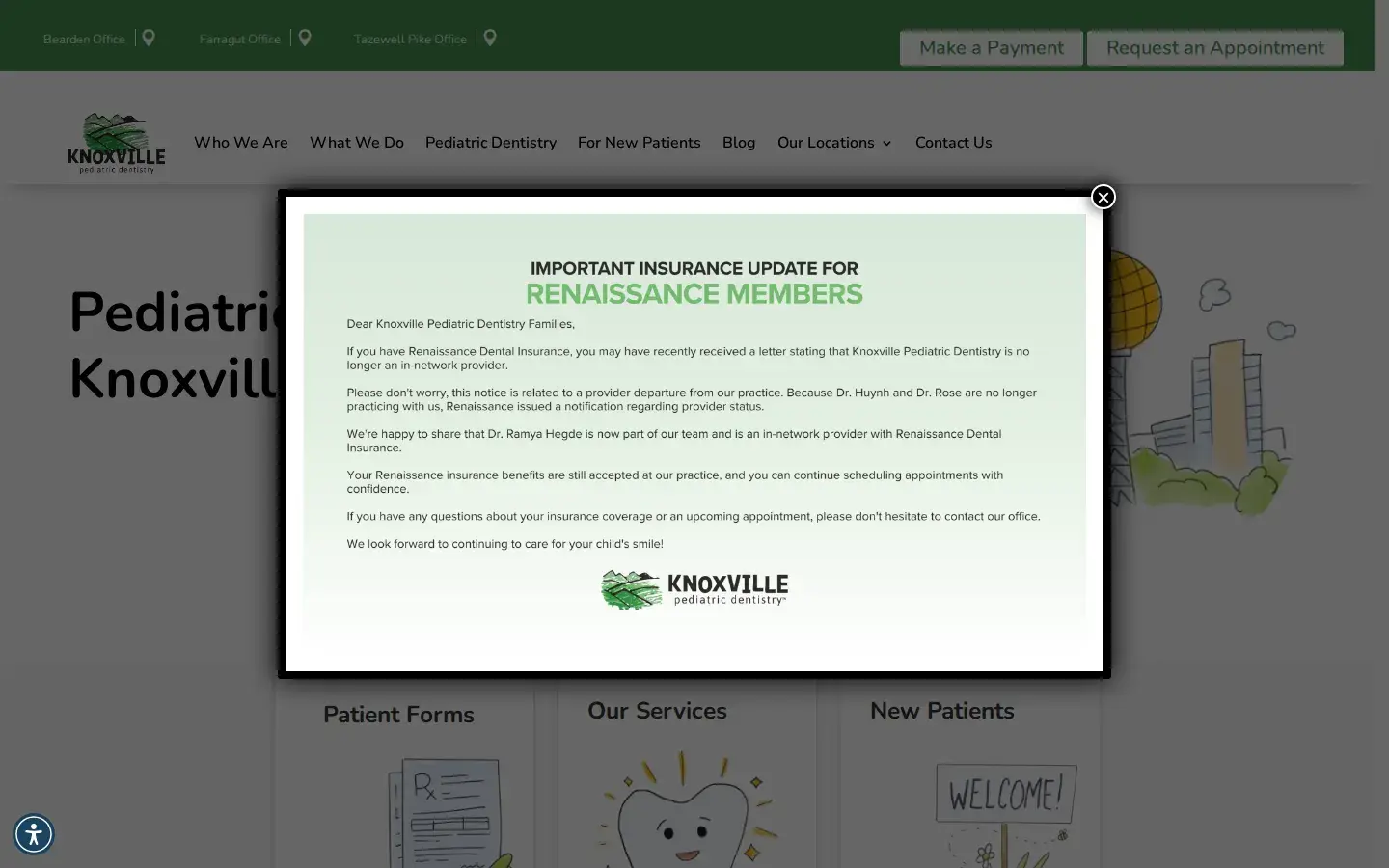 Homepage preview of Knoxville Pediatric Dentistry