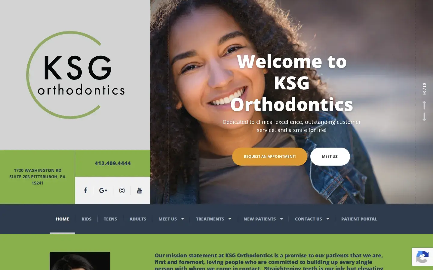 Homepage preview of KSG Orthodontics
