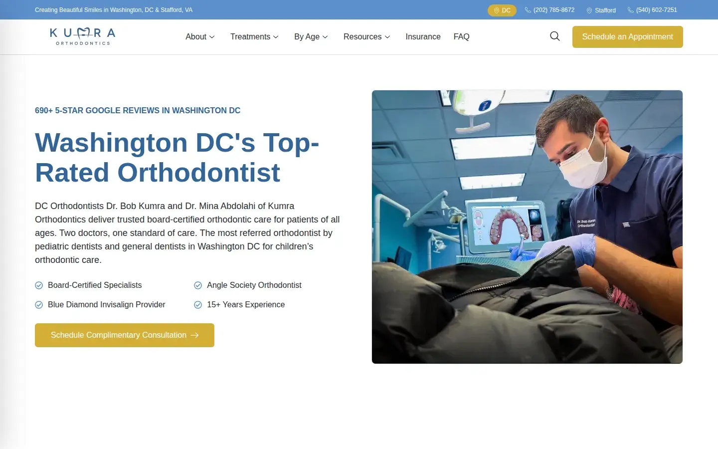 Homepage preview of Kumra Orthodontics