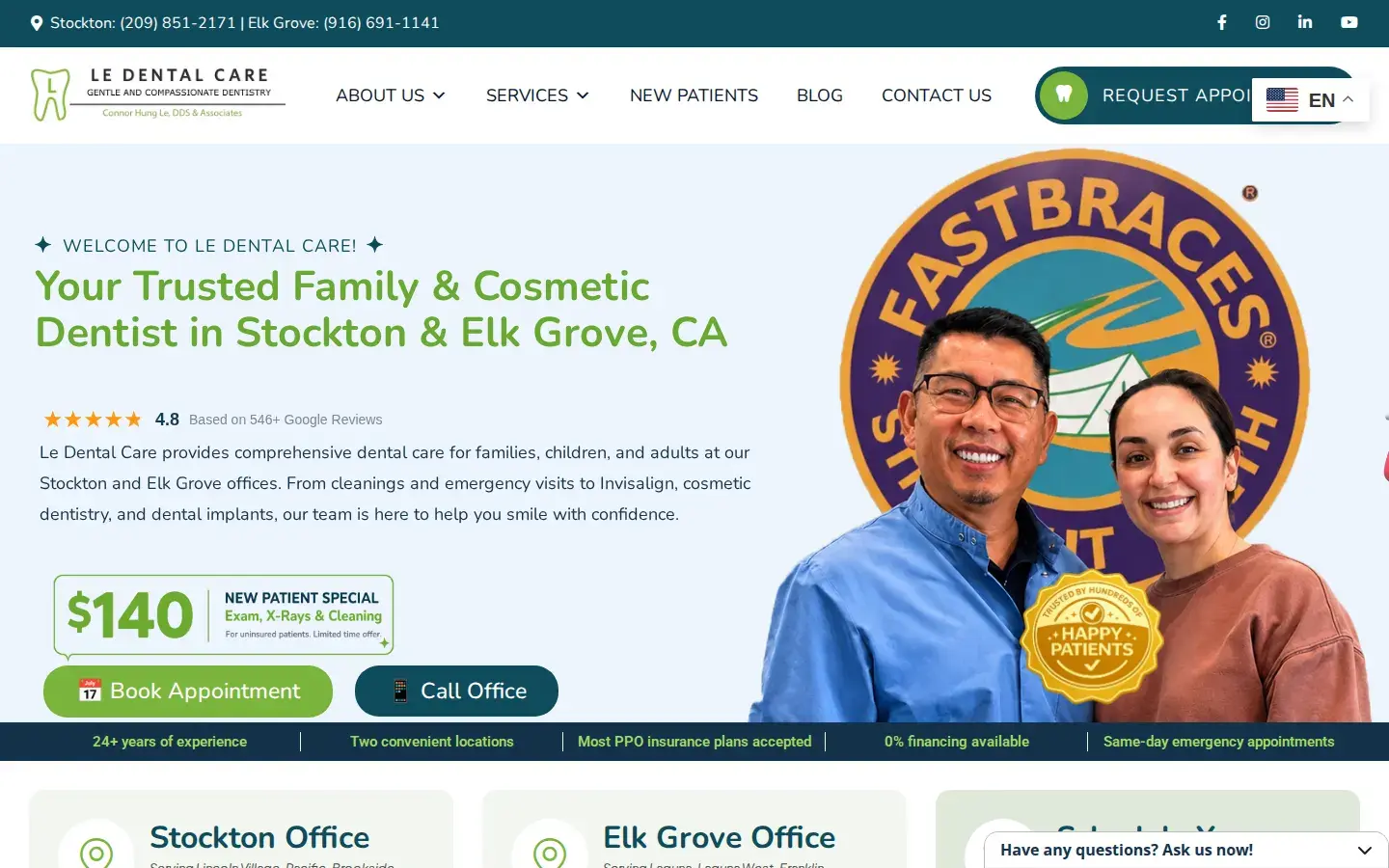 Homepage preview of Le Dental Care of Elk Grove