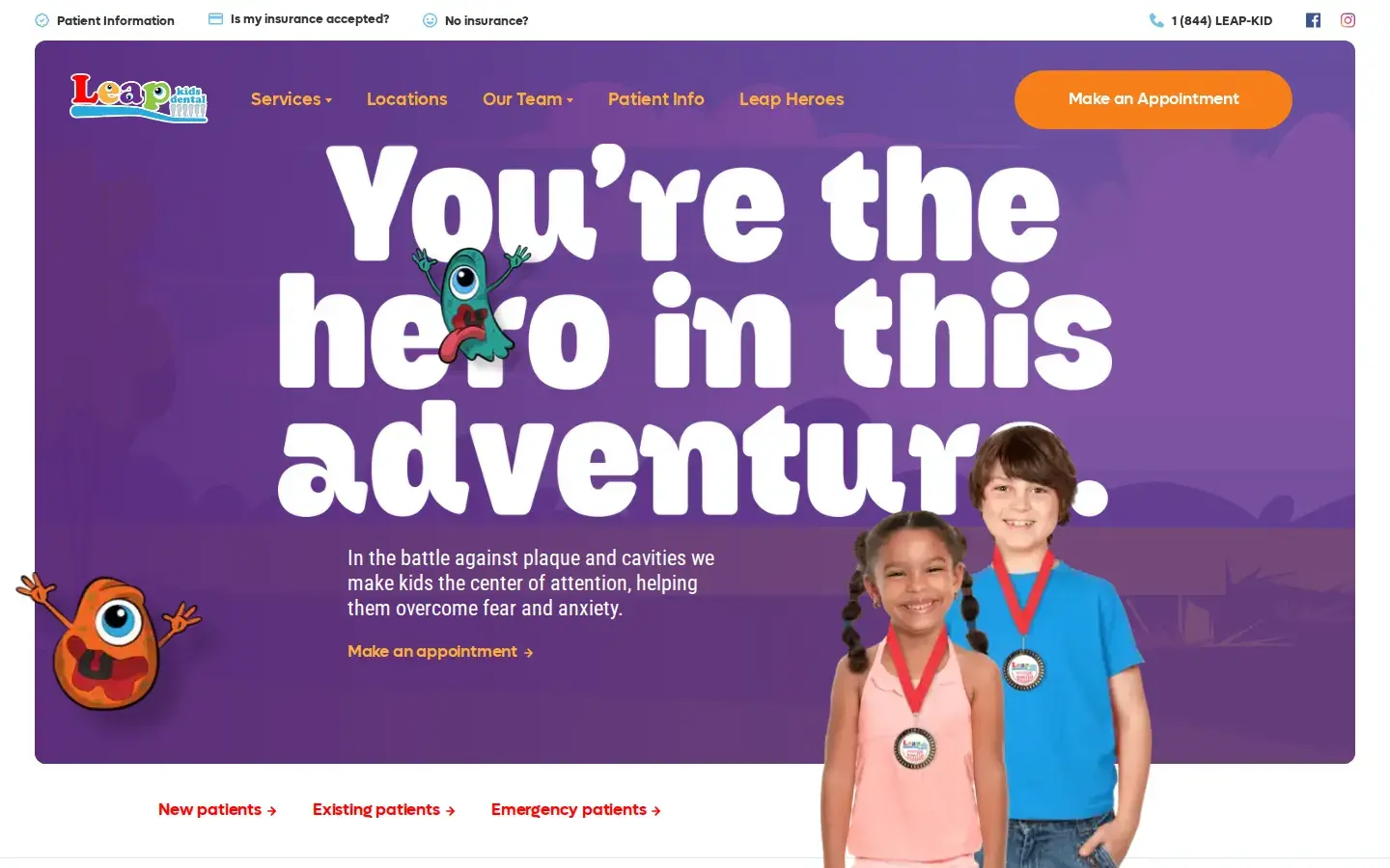 Homepage preview of Leap Kids Dental