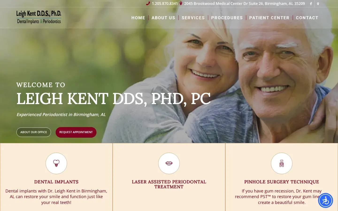 Homepage preview of Leigh Kent DDS, PhD, PC