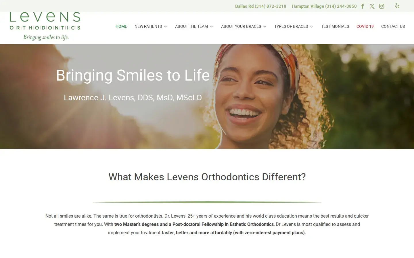 Homepage preview of Levens Orthodontics