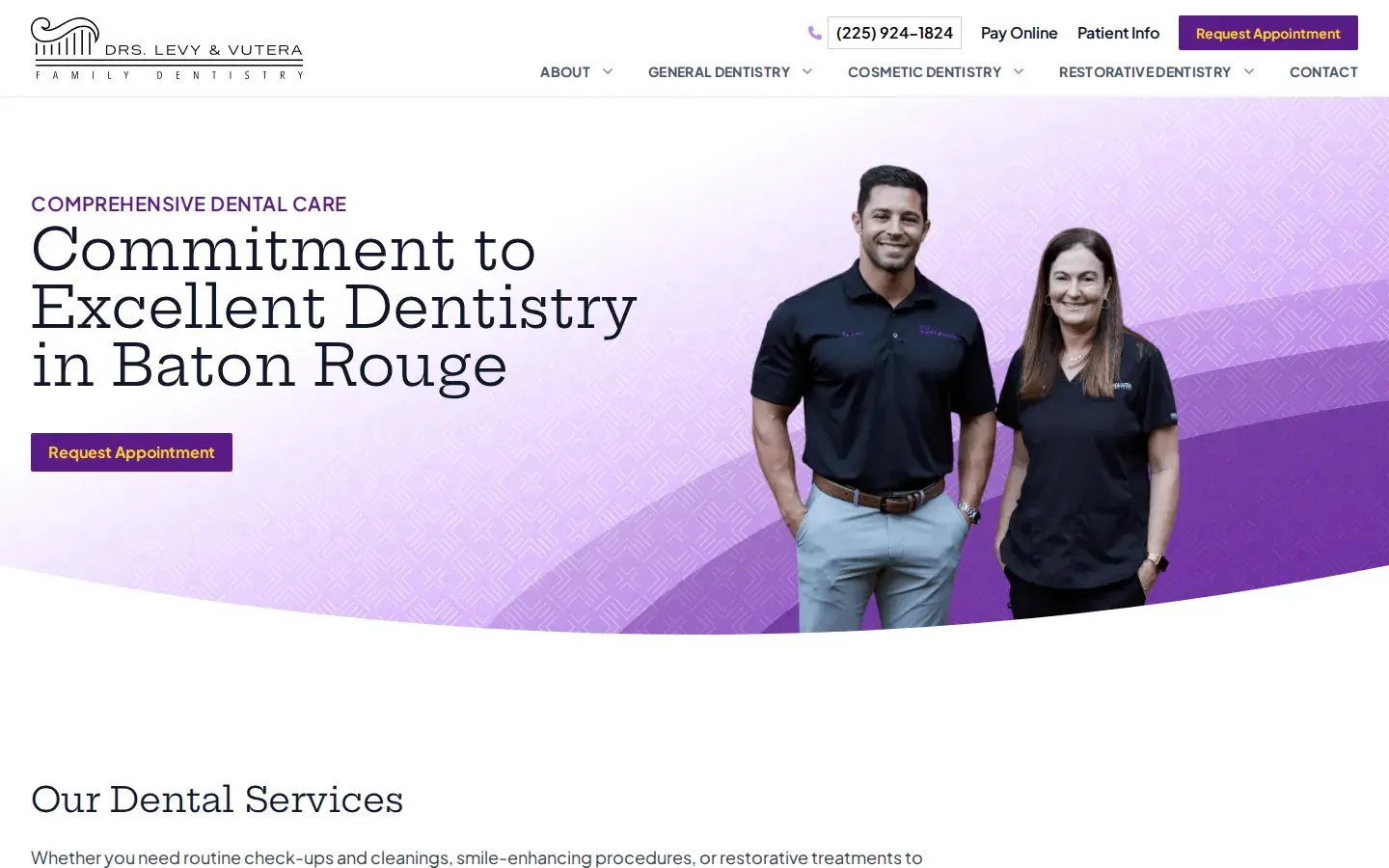 Homepage preview of Levy and Vutera Family Dentistry