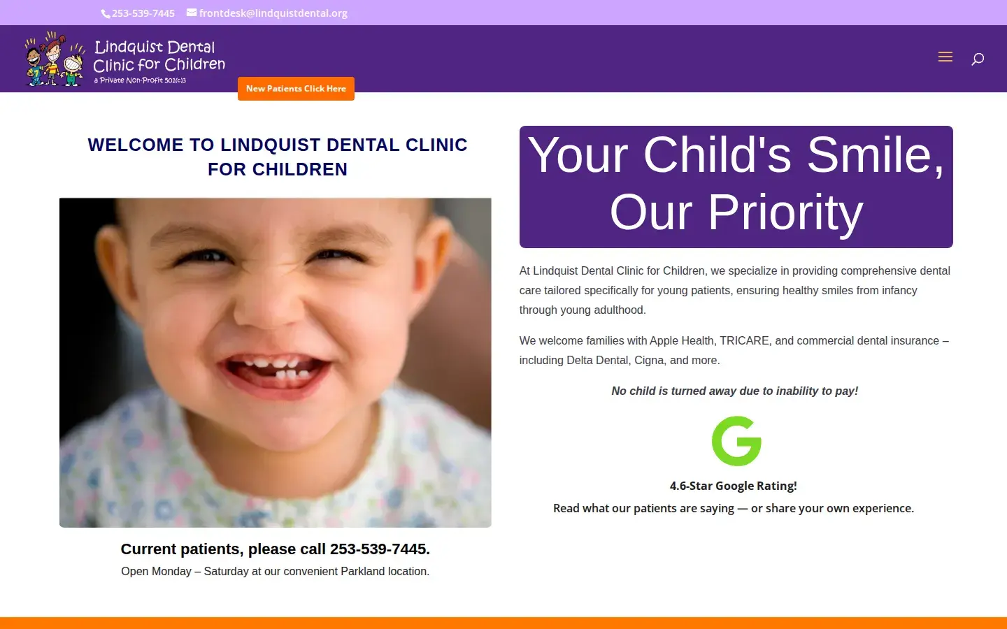 Homepage preview of Lindquist Dental Clinic for Children
